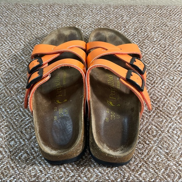BIRKENSTOCK BIRKIS NEPAL SANDALS ORANGE Criss Cross Straps Sz 36 Casual Comfy - Picture 5 of 8